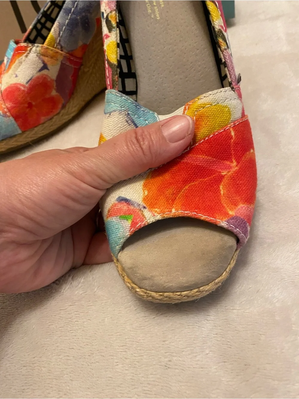 Toms Multicolor Floral Canvas Espadrille Wedges